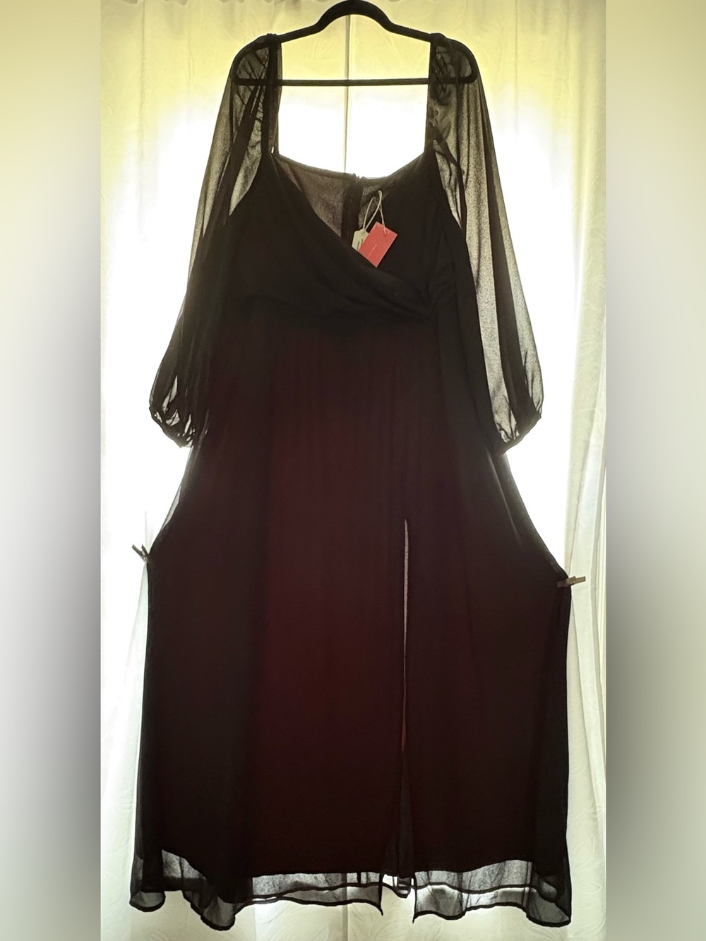 4X SHEIN Black Long Sleeve Semi-Sheer Maxi Dress